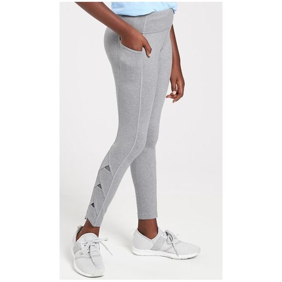 Athleta Girl L 12 Cobblestone Grey Heather Fold You So Tight Activewear Leggings - Picture 12 of 13